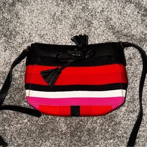 Kate Spade Purse with Pink, Red, White, and Black Stripes